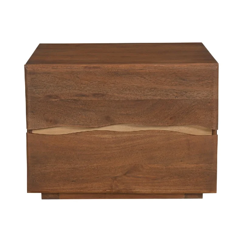 Aurelle Home Wassai Live-Edge Acacia Wood 2-Drawer Nightstand