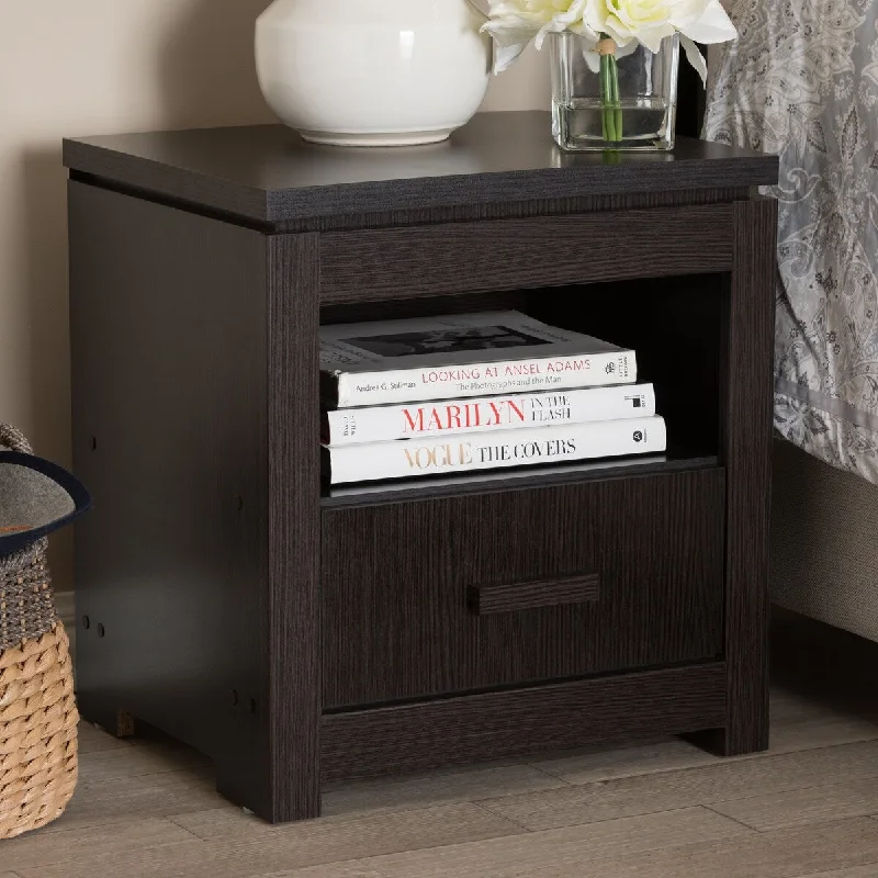 Bienna Modern and Contemporary Wenge Brown Finished 1-Drawer Nightstand