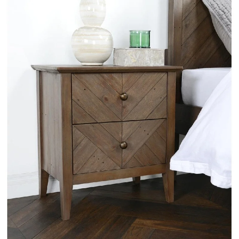 Carson Carrington Nesflaten Reclaimed Pine 2-drawer Nightstand