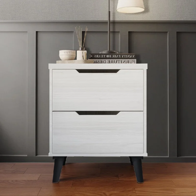 Castle Place 2 Drawer Nightstand, Light Grey Finish