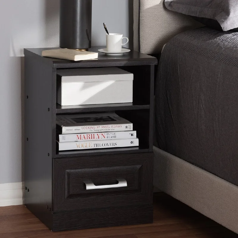 Contemporary Wenge Brown 1-Drawer Nightstand by Baxton Studio