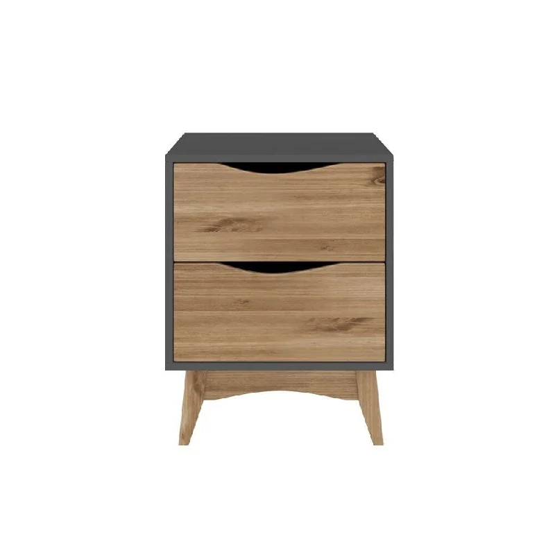 Hamilton 17.79" Nightstand with 2 Drawers in Dark Grey and Wood