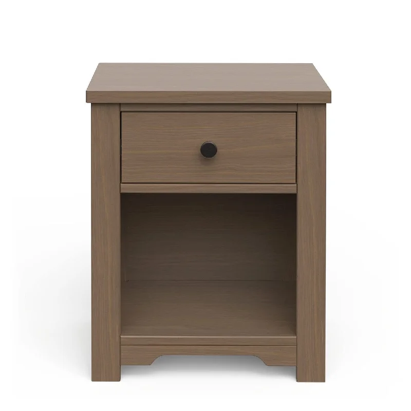 Harmony Wood Nightstand with Drawer and Shelf (Dusty Heather)