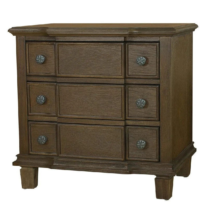 LYKE Home Enzo Brown 3-drawer Nightstand