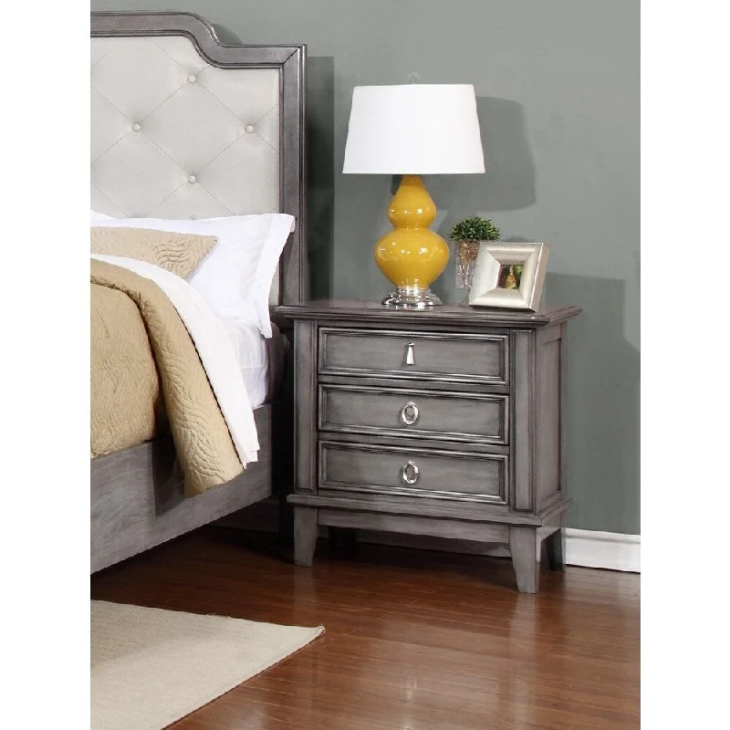 LYKE Home Stassi Grey Veneer/ Pine Nightstand