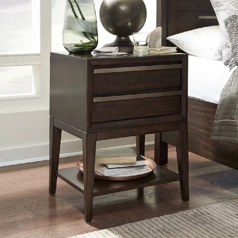 Magnussen B4769 Modern Geometry Wood Open Nightstand