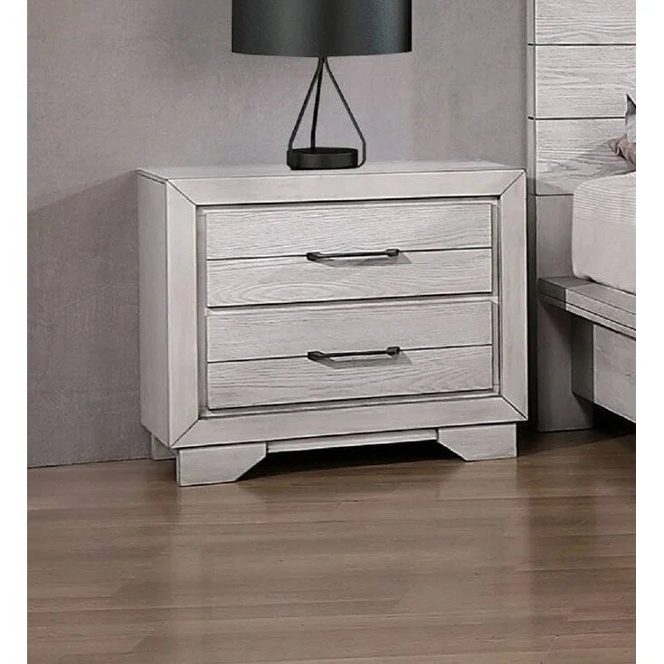 Modern Style Nightstand with 2 Storage Drawers , Wood Veneers(White)