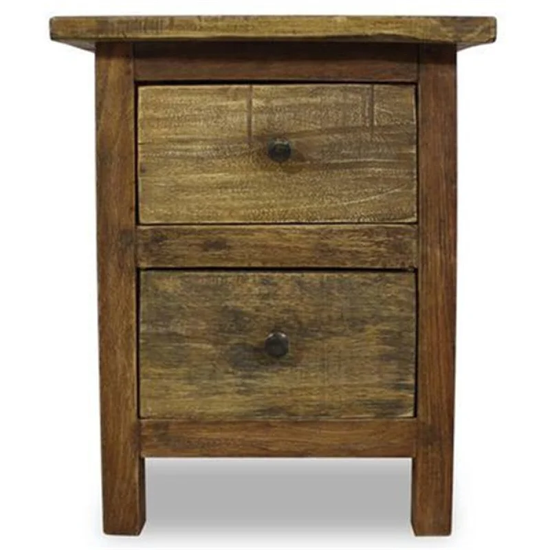 Nature Solid Reclaimed Wood Nightstand with 2 Drawers