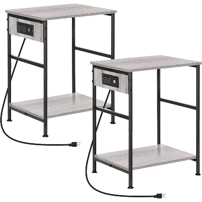 Nightstands Set of 2 with Charging Station