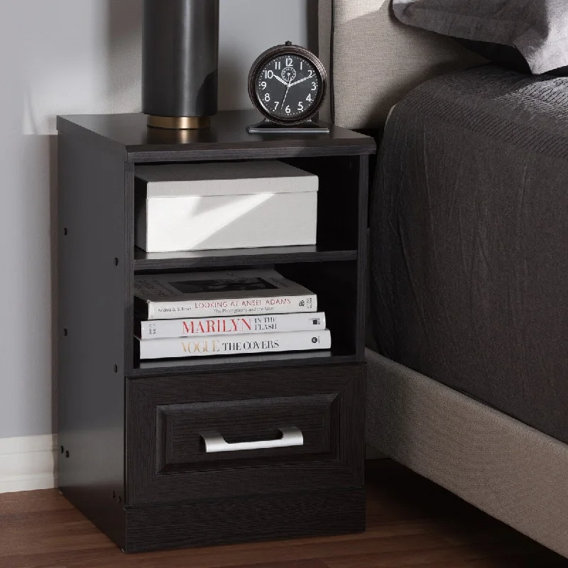 Odelia Modern and Contemporary Wenge Brown Finished 1-Drawer Nightstand