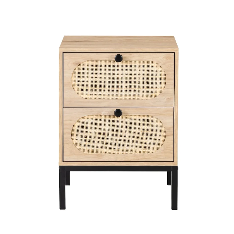 Rattan Nightstand with Drawer