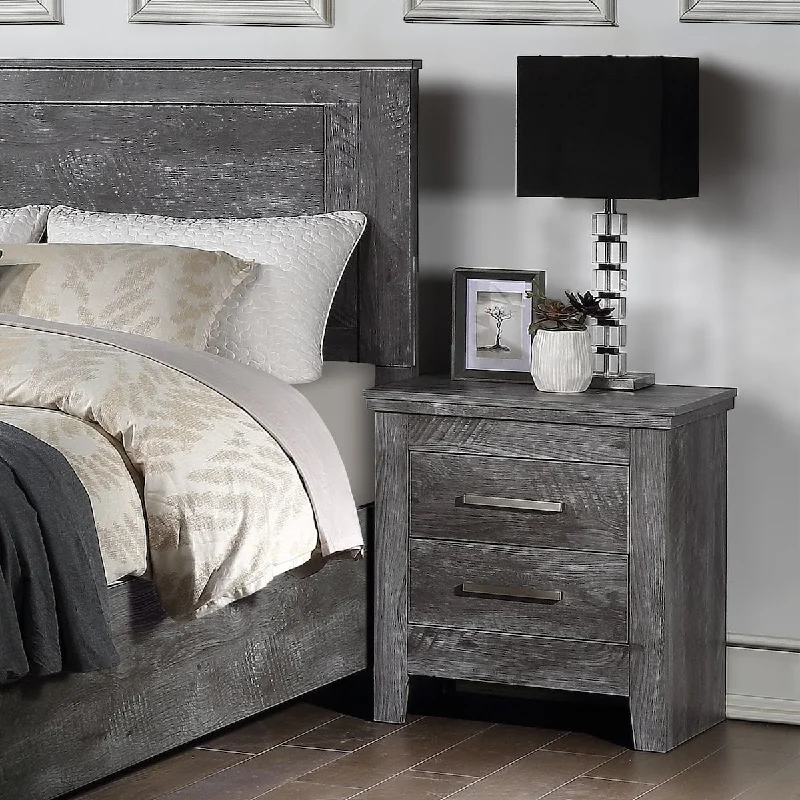 Rustic 2 Drawers Nightstands with Pull Handle