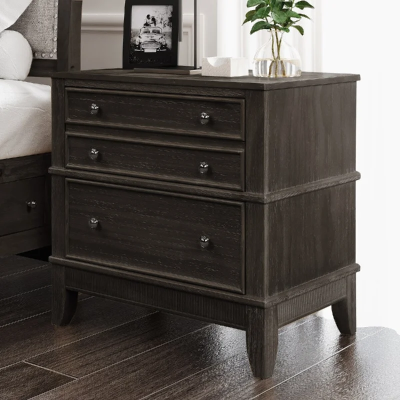 Rustic Coffee Nightstand - Sleek and Chic Design, Hidden Drawer, Full Extension Glides - Durable Construction