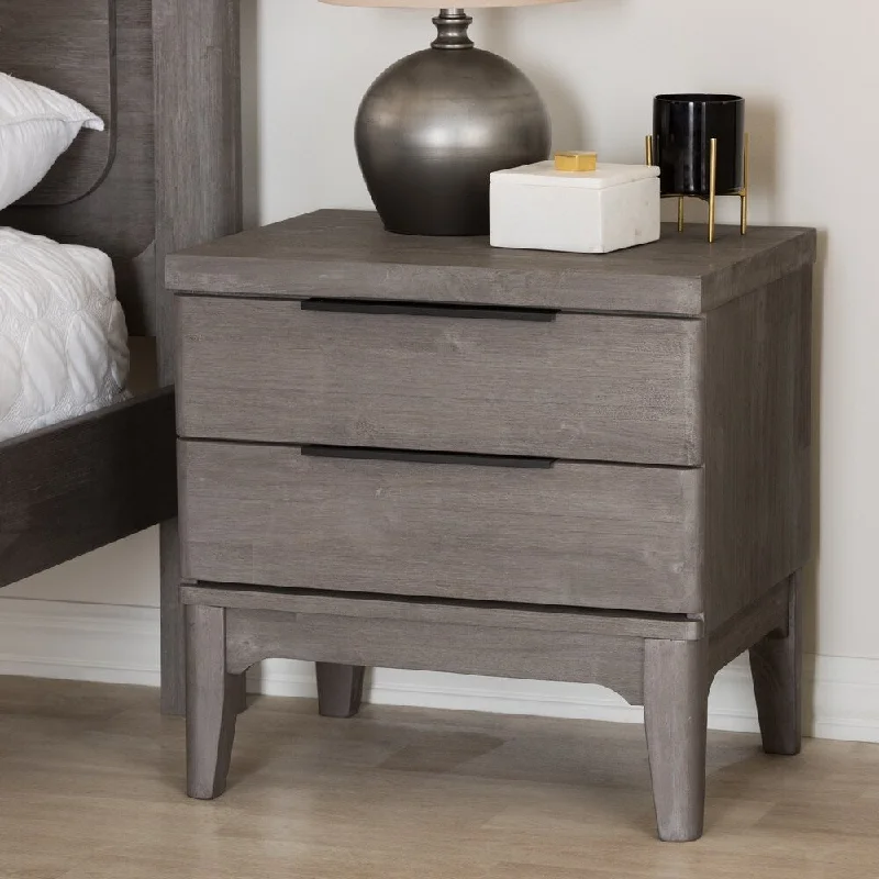 Rustic Platinum Grey 2-Drawer Nightstand by Baxton Studio