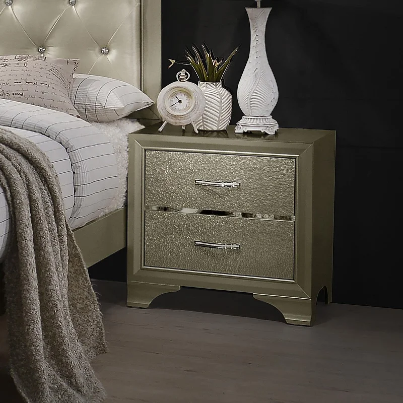 Simone Champagne Nightstand with 2 Drawers