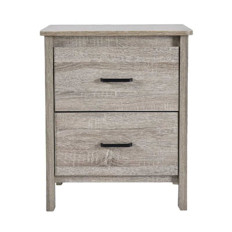 Sleek Oak Nightstand with Contemporary Design and Dual Storage Drawers