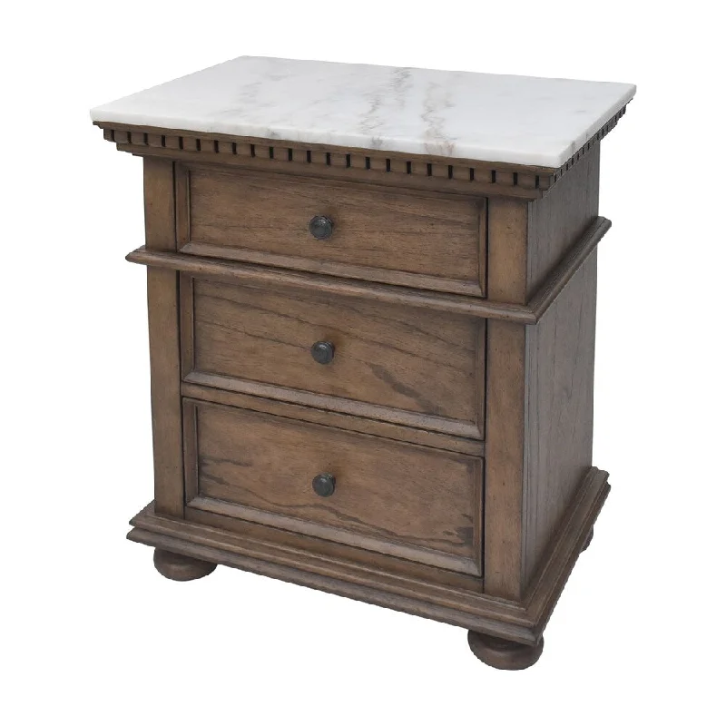 Steve Silver Sasha Cognac Marble Top 3-Drawer Nightstand