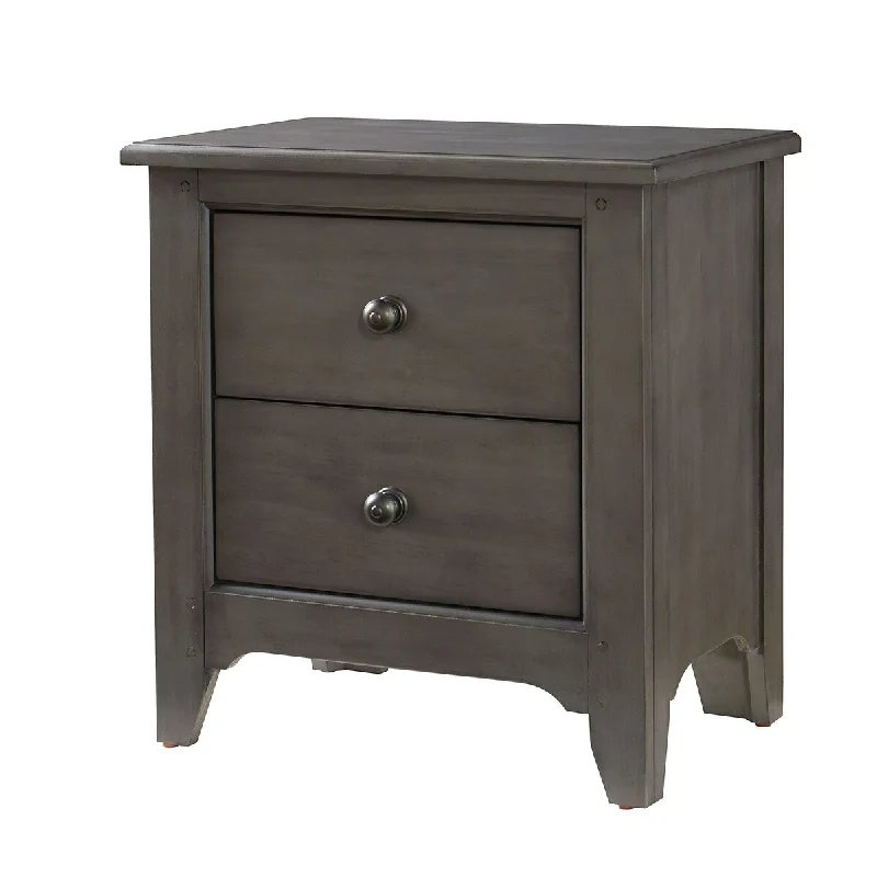 Taylor 2-Drawer Farmhouse Wood Nightstand, Dusk Gray