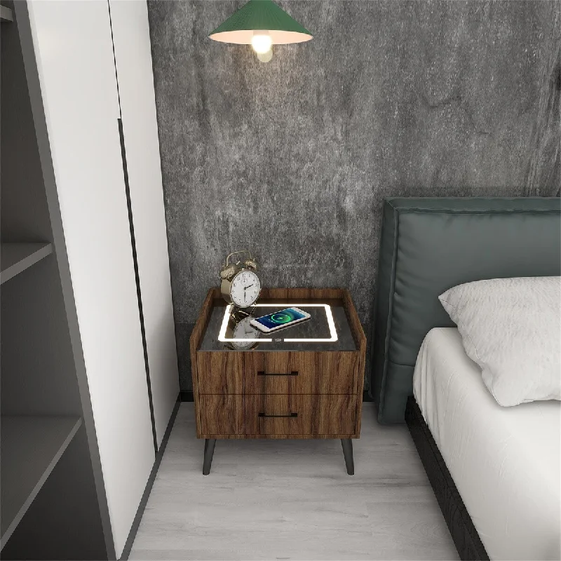 Walnut Smart Nightstand