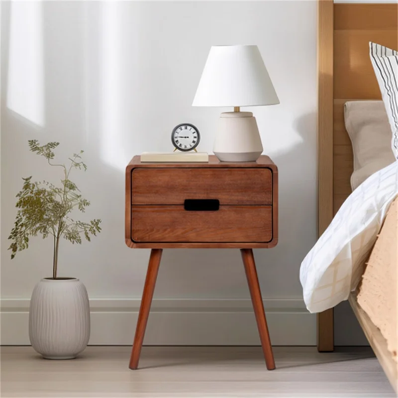 Wood Nightstand End Side Table with Drawer